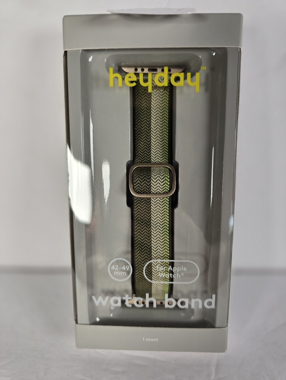 Heyday Woven Knit Watch Band For 42- 49mm Apple Watches Sage Green Stripe Unisex